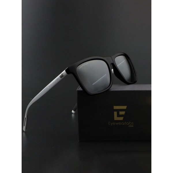 Polarised and UV Protected Lens Unisex Black Medium Rectangle Sunglasses