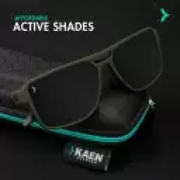 Polarized, UV Protection Rectangular Sunglasses (55)  (For Men & Women, Black)