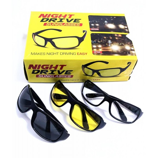 Night Driving Sunglasses (Black, Yellow, Clear)