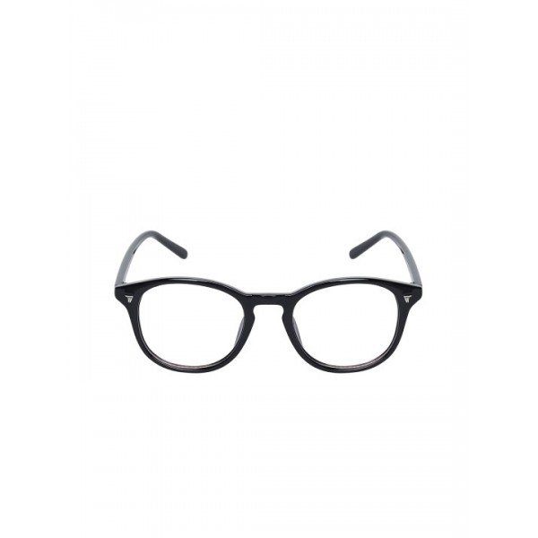 Unisex Black Solid Anti Glare Lens Full Rim Optical Round Frames